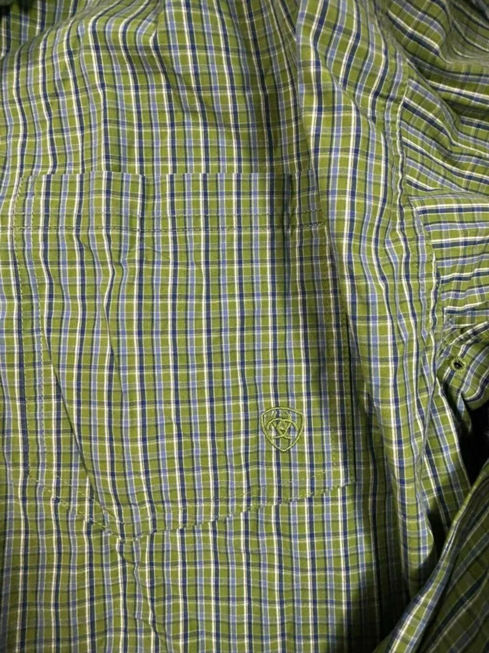 Ariat Pro Series Green Plaid Long Sleeve Button-Down Shirt L/G Mesh Lining Weste - Picture 3 of 9